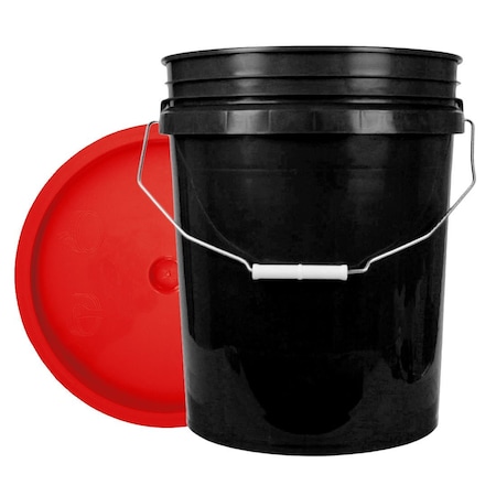 Bucket, 12 In H, Black And Red